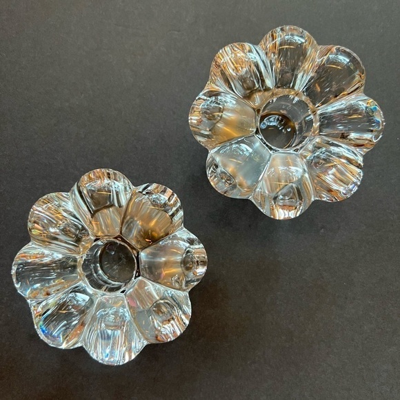 Other - Glass Flower Shaped Candle Stick Holders